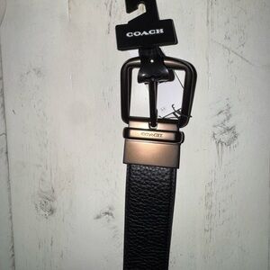 Coach Black Leather Belt with Black Buckle